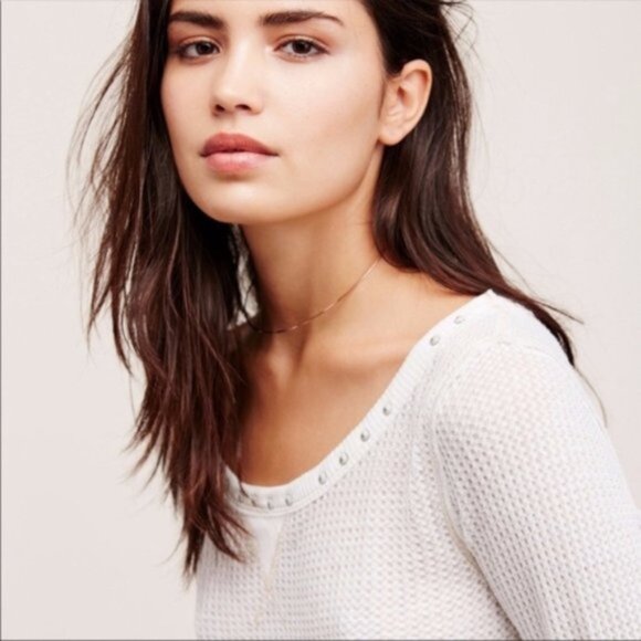 New We The Free star studded wide neck boatneck bateau waffle semisheer tunic - Picture 3 of 14